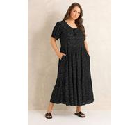 Evans Women's Polka Dot Tiered Dress in Black | Size: 18 Evans Black 18