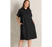 Evans Women's Premium Linen Shirt Dress in Black | Size: 18 Evans Black 18