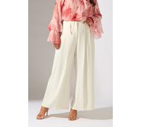 Evans Women's Premium Pleat Front Occasion Trousers in Ivory | Size: 30-32 Evans Ivory 30-32