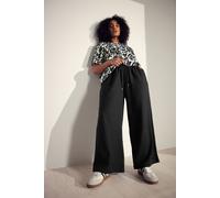 Evans Women's Premium Wide Leg Linen Trousers in Black | Size: 26-28 Evans Black 26-28