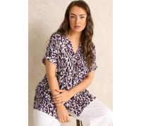 EVANS Curve Berry Ikat Print Button Front Blouse - Women's - Plus Size Curve Red