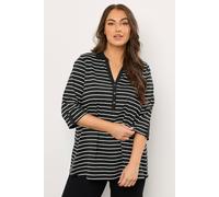 Evans Women's Printed Pintuck Henley Top in Black | Size: 30-32 Evans Black 30-32