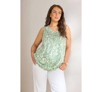 EVANS Curve Green Ikat Print Sleeveless Henley Top - Women's - Plus Size Curve