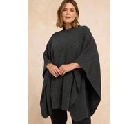 Evans Women's Seam Detail Knitted Cape in Charcoal | Size: 28-32 Evans Charcoal 28-32