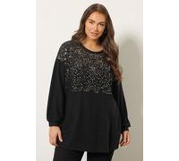 Evans Women's Sequin Embellished Knitted Top in Black | Size: 18 Evans Black 18