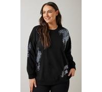Evans Women's Sequin Embellished Sweatshirt in Black | Size: 22-24 Evans Black 22-24