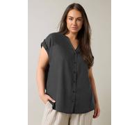 Evans Women's Short Sleeve Denim Shirt in Black | Size: 18 Evans Black 18