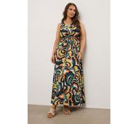 Evans Women's Smudge Print Twist Front Dress in Green | Size: 30-32 Evans Green 30-32