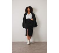 EVANS Curve Split Hem Denim Midi Skirt - Women's - Plus Size Curve