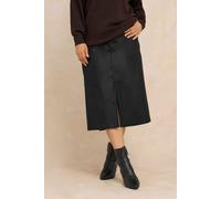 EVANS Curve Coated Split Hem Midi Skirt - Women's - Plus Size Curve Black