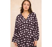 Evans Women's Spot Print Pleated Swing Top in Purple | Size: 18 Evans Purple 18