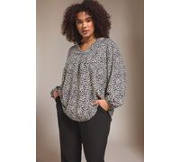 Evans Women's Spot Print Swing Top in Black | Size: 20 Evans Black 20