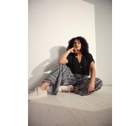 Evans Women's Stripe Print Wide Leg Trousers in Black | Size: 26-28 Evans Black 26-28