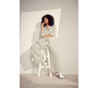 Evans Women's Stripe Wide Leg Linen Trousers in Natural | Size: 30-32 Evans Natural 30-32