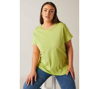 Evans Women's Stud Embellished Pure Cotton T-Shirt in Lime | Size: 30-32 Evans Lime 30-32