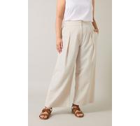 Evans Women's Tailored Linen Trousers in Natural | Size: 30-32 Evans Natural 30-32