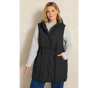 Evans Women's Tie Waist Quilted Gilet in Black | Size: 30-32 Evans Black 30-32