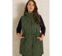 Evans Women's Tie Waist Quilted Gilet in Green | Size: 26-28 Evans Green 26-28