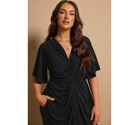 Evans Women's Twist Front Angel Sleeve Top in Black | Size: 22-24 Evans Black 22-24