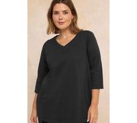 Evans Women's V-Neck Cotton Top in Black | Size: 18 Evans Black 18