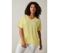 EVANS Curve V-Neck Modal Rich T-Shirt - Women's - Plus Size Curve Yellow