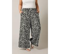 Evans Women's Wide Leg Trousers in Black | Size: 30-32 Evans Black 30-32