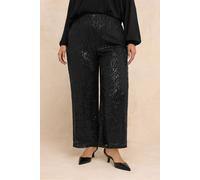 Evans Women's Wide Leg Trousers in Black | Size: 30-32 Evans Black 30-32