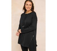 Evans Women's Zip Detail Sweatshirt in Black | Size: 16 Evans Black 16