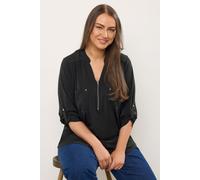 Evans Women's Zip Front Jersey Blouse in Black | Size: 18 Evans Black 18