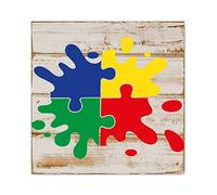 Evans1nism Autism Awareness Puzzle Wood Signs Autism Child Wood Plaque Autism Acceptance Decorative Home Wall Art Classic Home Decoration Sign For Bathrooms Home Bedroom Living Room Decor 16x16in