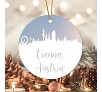 Evans1nism Christmas Hanging Ornaments Austria Vienna City Skyline Ceramic Ornament Multicolor Travel Gift Two Side Printed Warm Christmas Christmas Ideas Gifts for Couples Friend 3.2 Inch