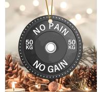 Evans1nism Christmas Ornament No Pain No Gain Round Christmas Ornament Weight Plates with Gold String Gym Gift Weight Lifting Christmas Tree Birthday Gifts for Friend 3.2 Inch