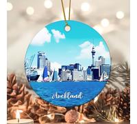 Evans1nism Christmas Round Ornament Auck land City Christmas Tree Ornament New City Double-Sided Printing Visitor Souvenir City Pride Christmas Tree Birthday Gifts for Friend 3.2 Inch