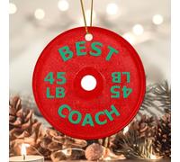 Evans1nism Christmas Round Ornament Best Holiday Keepsake Weight Plates Double-Sided Printing Lifting Muscles Building Christmas Tree Decoration for Party Home 3.2 Inch