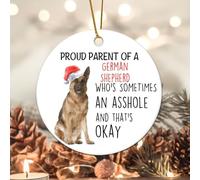 Evans1nism Christmas Round Ornament Proud Parent of A German Shepherd Dog Holiday Keepsake Animal Puppy Two Side Printed Dog Mom Gift Dog Owner Gift Home Decorations Christmas Ornament 3.2 Inch