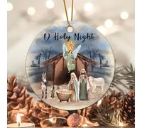 Evans1nism Farm Decor Nativity Scenes Christmas Ornament O Holy Night Religious Manger Christmas Tree Ornament Jesus Nativity 3.2 Inch Two Side Printed Hanging Ornaments for Winter Christmas