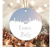 Evans1nism Italy Venice City Skyline Christmas Ornament Colorful City Scenesry Ceramic Ornament Christmas Decor 3.2 Inch Double-Sided Printing Ornament for Decorating Christmas Tree