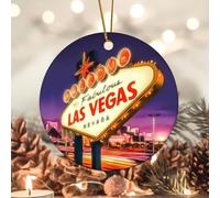 Evans1nism Las Vegas City Christmas Hanging Ornaments Hometown Christmas Tree Ornament Landmark City Scenesry 3.2 Inch with Gold String Collectible Holiday Keepsake for Couples