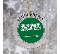 Evans1nism Saudi Arabia Flag Christmas Acrylic Ornament International Holiday Round Keepsake Patriotic Decorations Holiday Themed 3 Inch National Flags Housewarming Gifts Xmas Couple Home Lover