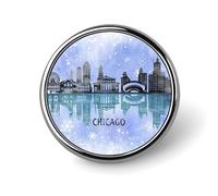 Evans1nism Watercolor America Chicago City Skyline Pins Sets Visitor State Pride Buttons For Jeans Traveller Button Pins Destination Badge Pins Classic Pin Set For Women Men Girls Kids Gift