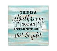 Evans1nism Wood Sign This Is A Bathroom Not An Internet Cafe Shit & Split Wall Art Sign Spiritual Bible Scripture Christian Home Wall Decor Funny Wood Printed Sign For Home Wall Bedroom decor 12x12in