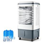 Evaporative Air Cooler, 10.5 Gal Swamp Cooler with 2 Ice Boxes, 3 Speeds, 120° Oscillation, Remote Control for Indoor Outdoor Use