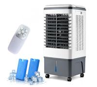 Evaporative Air Cooler: 20L Mobile Cooling Fan with 0-7.5H Timer and Wireless Remote Control, For Home, Office, Bedroom, Living Room, Garage