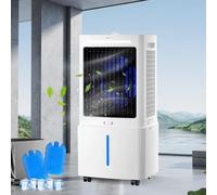 Evaporative Air Cooler 25L 2-Pack, High-Velocity Mobile Cooling Fan with Remote Control & 6 Ice Boxes, Multi-Functional Smart Room Air Cooler Set of 2 for House