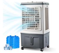 Evaporative Air Cooler 30L, Commercial Mobile Cooler Mechanical Control, 3 Modes, 2 Cooling Packs for Workshop
