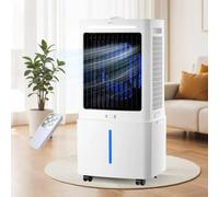 Evaporative Air Cooler with 4 Ice Packs, Portable Air Conditioner Fan, 3-in-1 Quiet Swamp Cooler with Remote, 60° Oscillation & 12H Timer, Personal Cooling Fan for Home
