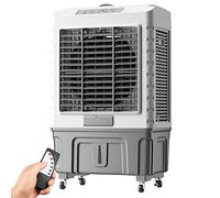 Evaporative Air Cooler with Remote & 8H Timer, 6000 CFM, Gal Water Tank, Portable 3-in-1 AC, 3 Speeds & 4 Ice Packs for Room, Garage, Patio
