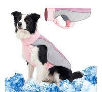 Evaporative Dog Cooling Vest, Breathable Mesh Cooling Jacket with Reflective Stripe, Summer Pet Cooler Coat for Small Medium Large Dogs, Ideal for Walking, Hiking & Camping (Pink, L)