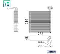 EVAPORATOR AIR CONDITIONING AE 289 000S FOR OPEL B10XL/10XE D10XE 1.0L 3cyl KARL