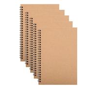 Evapure 5-Pack A5 Kraft Spiral Notebooks, 120 Pages, 60 Sheets Kraft Cover, Compact and Lightweight, Wirebound Sketch & Note Pads, Lined Notebook for Business, Office, School, Travel